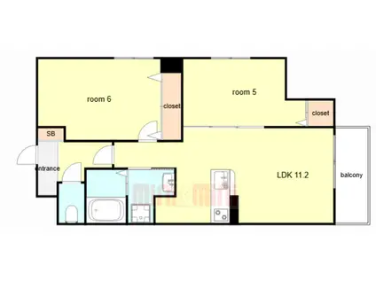 ワコーレヴィータ塚口(2LDK/2階)の間取り写真