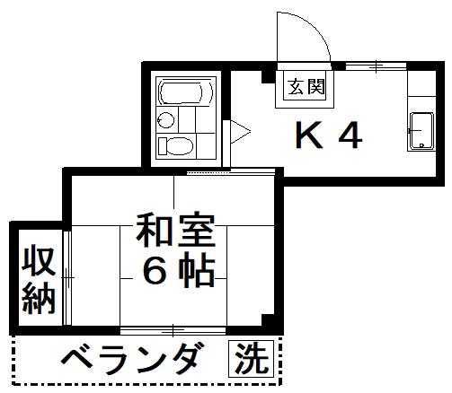 ハイム西山(1K/1階)の間取り写真