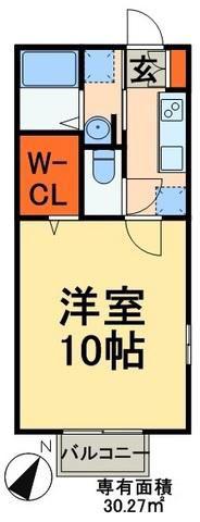 シャルドネB棟(1K/1階)の間取り写真