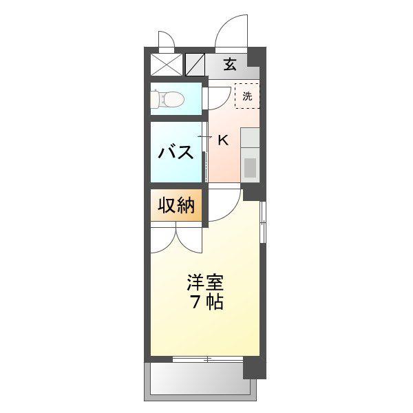 レクサス原(1K/4階)の間取り写真