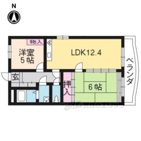 イースタン尊上院(2LDK/1階)の間取り写真