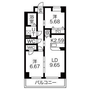 S-FORT 鶴舞 REALE(2LDK/13階)の間取り写真
