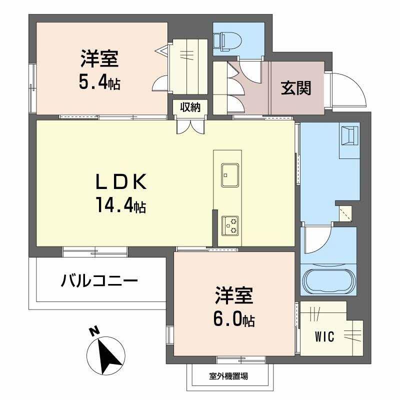 シャーメゾングランデ(2LDK/2階)の間取り写真