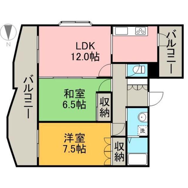 ビハ-ラ白壁(2LDK/5階)の間取り写真