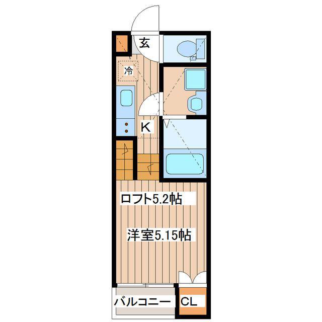仙台市地下鉄南北線 河原町駅(宮城) 徒歩5分 2階建 築4年(1K/1階)の間取り写真
