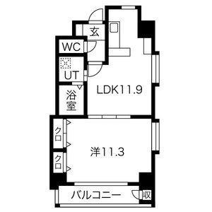プロビデンス葵タワー(1LDK/8階)の間取り写真