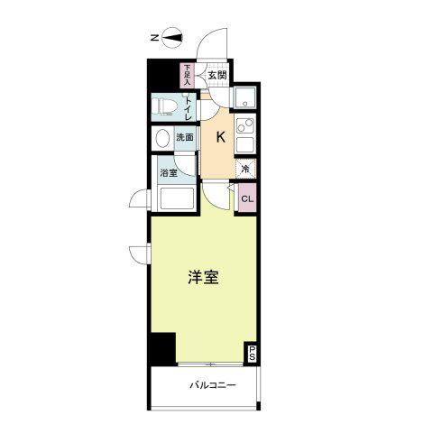 QCフラット北堀江(1K/9階)の間取り写真