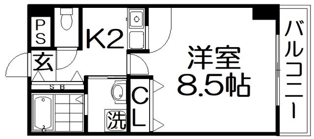 ルピナスII(1K/5階)の間取り写真