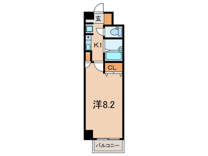 ヴィラセゾン甲南(1K/1階)の間取り写真