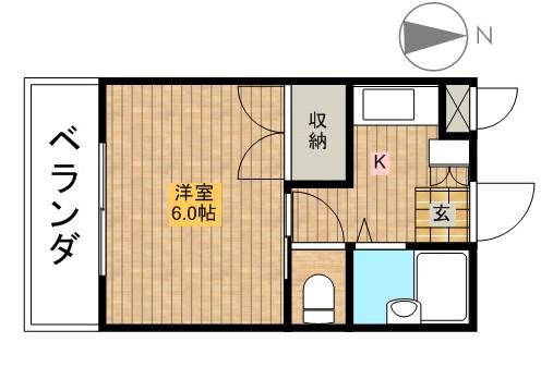 セレント茨木鮎川(1K/1階)の間取り写真