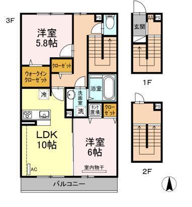 イーストパレス(2LDK/3階)の間取り写真