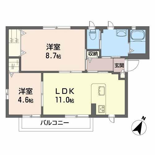 ガーデン・わき(2LDK/2階)の間取り写真