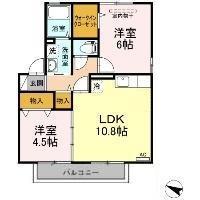 サリューダムール(2LDK/2階)の間取り写真