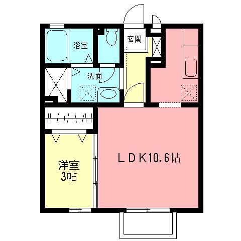 リヴェールII(1LDK/2階)の間取り写真