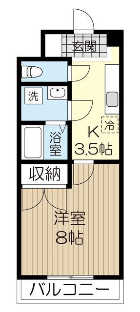 ファミーユ小松島(1K/2階)の間取り写真