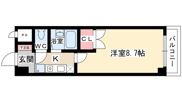 サンセイハイツ社台(1K/3階)の間取り写真