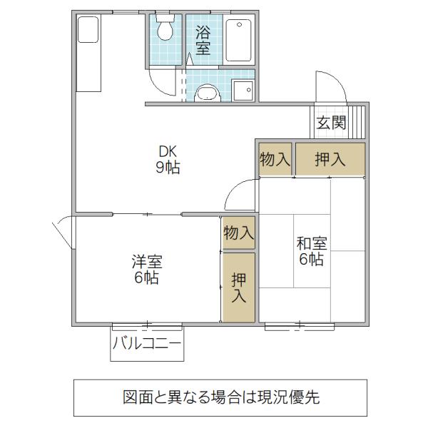 メゾンド田彦C棟(2DK/2階)の間取り写真