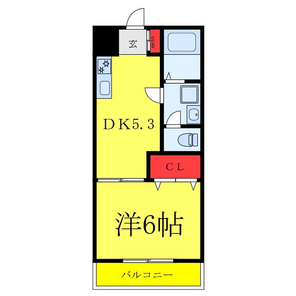 山一領家プリンス(1DK/2階)の間取り写真