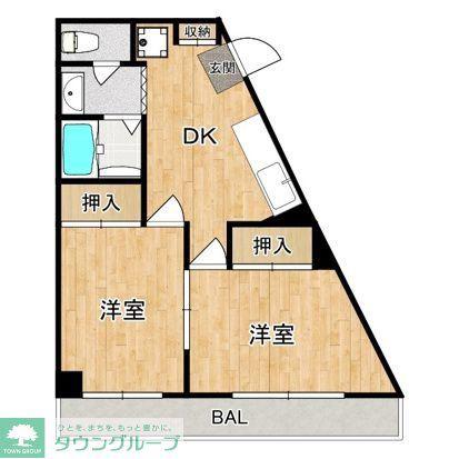 ボナール松本(2DK/2階)の間取り写真