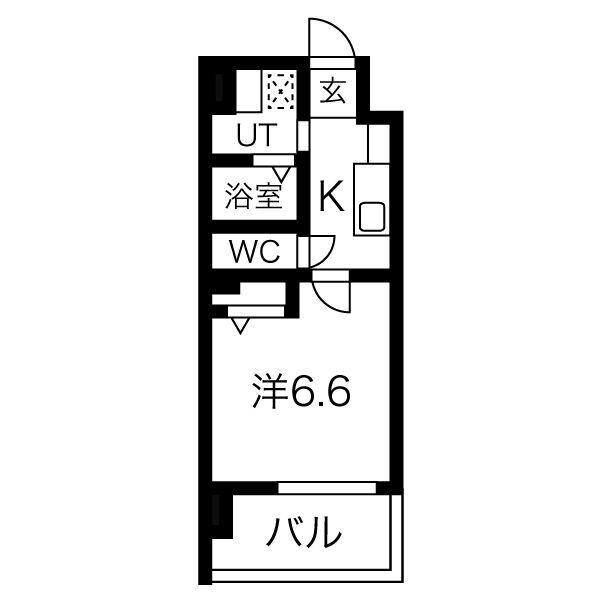 ワールドアイ大阪城イーストII(1K/8階)の間取り写真