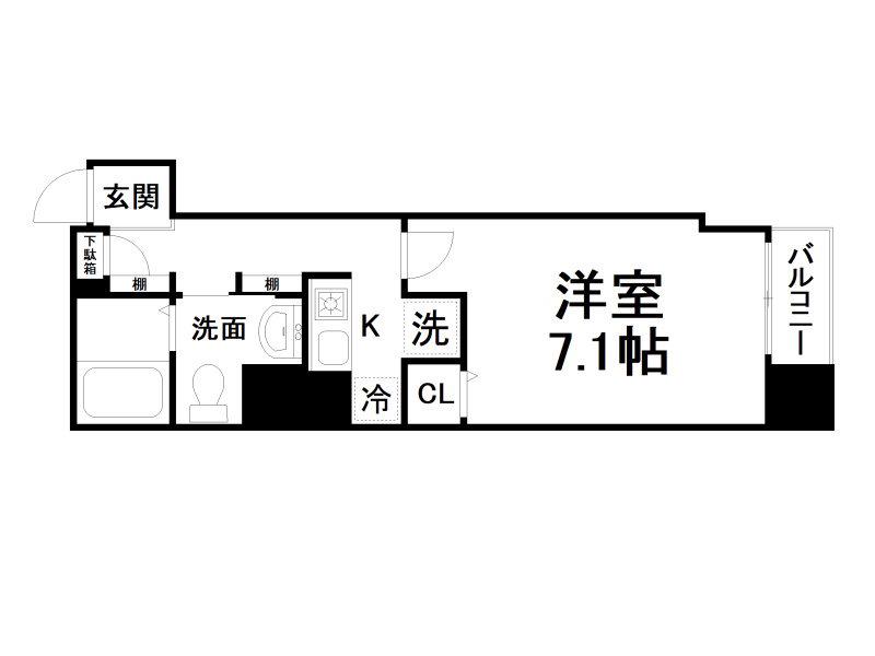 HF河原町二条レジデンス(1K/7階)の間取り写真