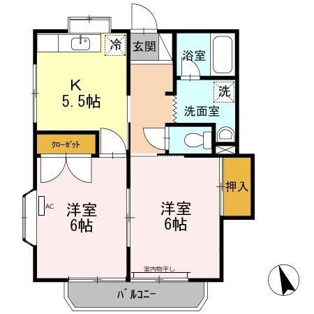 メゾンK IV(2K/2階)の間取り写真