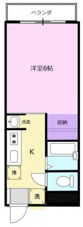 フィオーレ布瀬(1K/2階)の間取り写真
