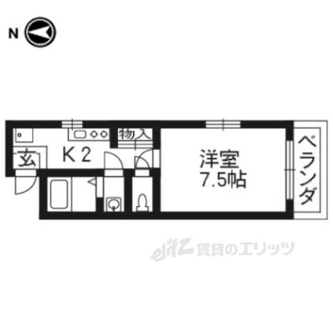 アルカス今出川(1K/2階)の間取り写真