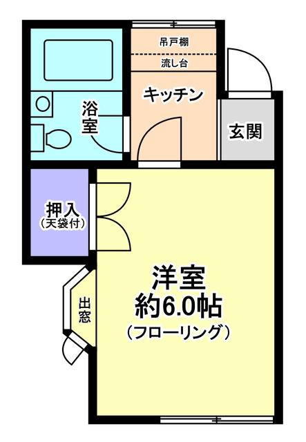 グリーンコーポ谷塚(1K/2階)の間取り写真