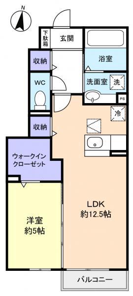 クオーレ(1LDK/1階)の間取り写真
