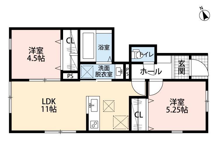 リーブルファイン足立神明(2LDK/1階)の間取り写真