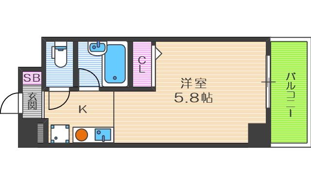 クレール東天満(1K/9階)の間取り写真