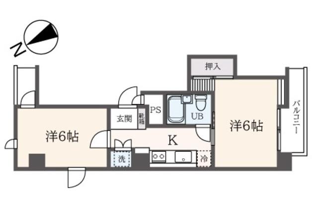 反町クリスタルパレス(2K/4階)の間取り写真