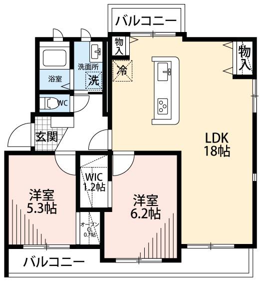 マンション北斗星(2LDK/2階)の間取り写真