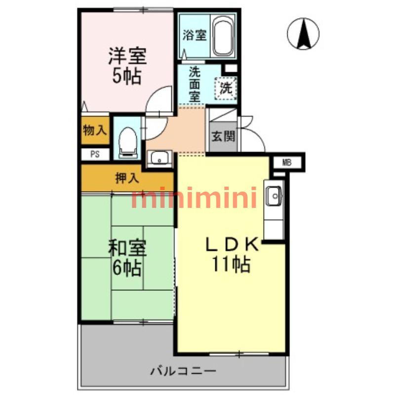 高井マンション(2LDK/3階)の間取り写真