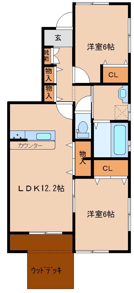 コンフォート大河原(2LDK/1階)の間取り写真