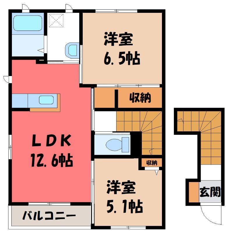 ヴィクトワール(2LDK/2階)の間取り写真
