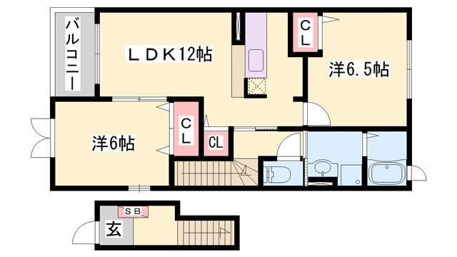 デスパシオ下戸田(2LDK/2階)の間取り写真
