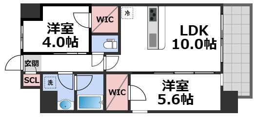 スプランディッド大阪イースト(2LDK/5階)の間取り写真
