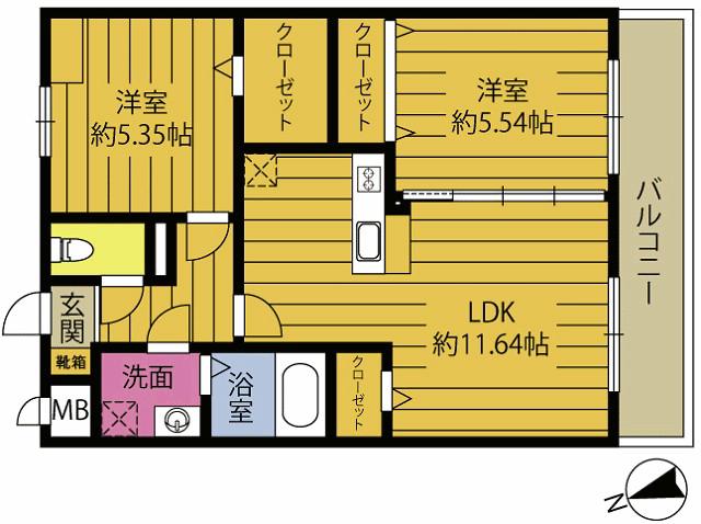 COMFORT UMEDA(2LDK/5階)の間取り写真