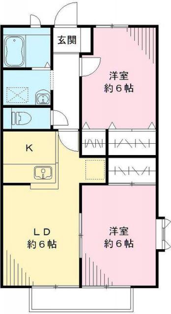 ユイマールエフB棟(2LDK/2階)の間取り写真