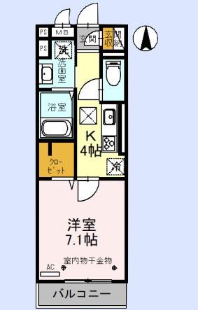 ロンサールII(1K/2階)の間取り写真