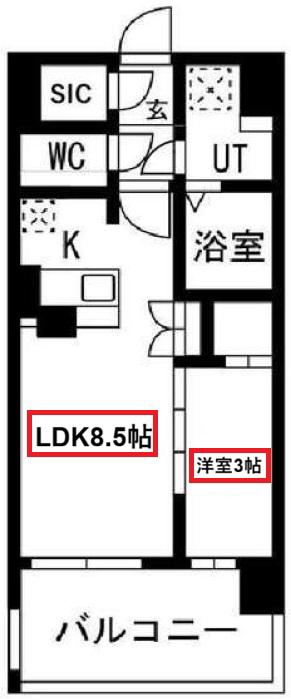 アーバンパーク御幣島(1LDK/3階)の間取り写真