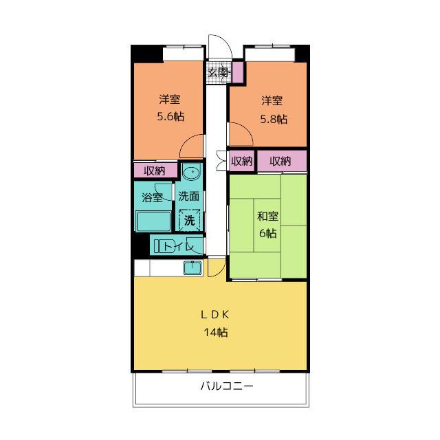 ロイヤルガーデン徳倉壱番館(3LDK/2階)の間取り写真