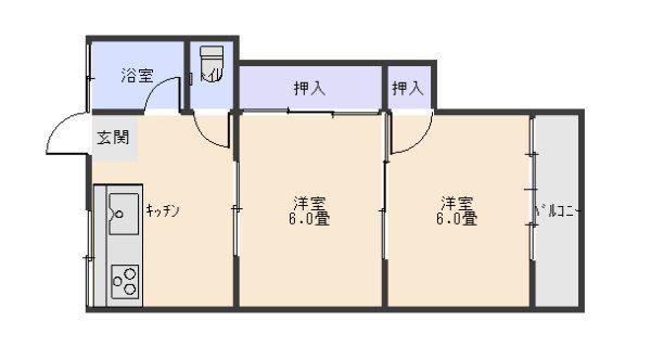 村崎アパート(2K/2階)の間取り写真