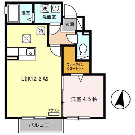 ミミエデン(1LDK/1階)の間取り写真