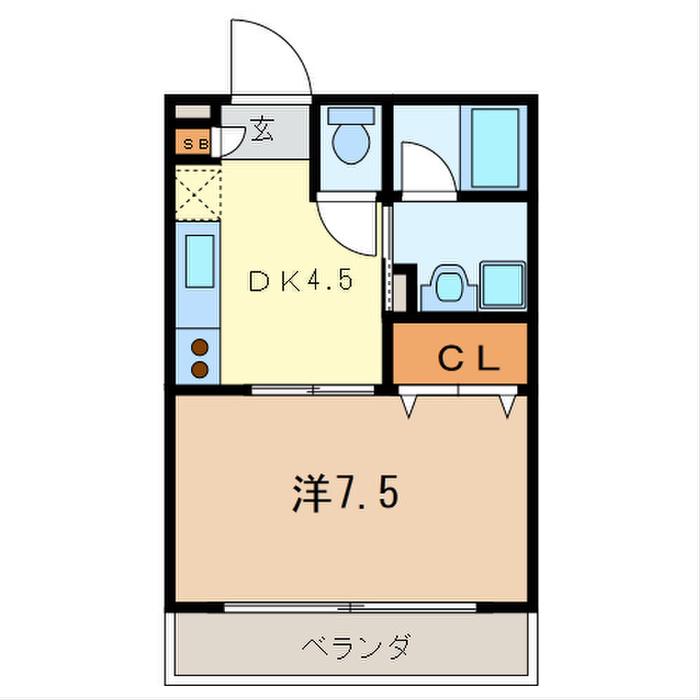 SKハイツ(1DK/2階)の間取り写真