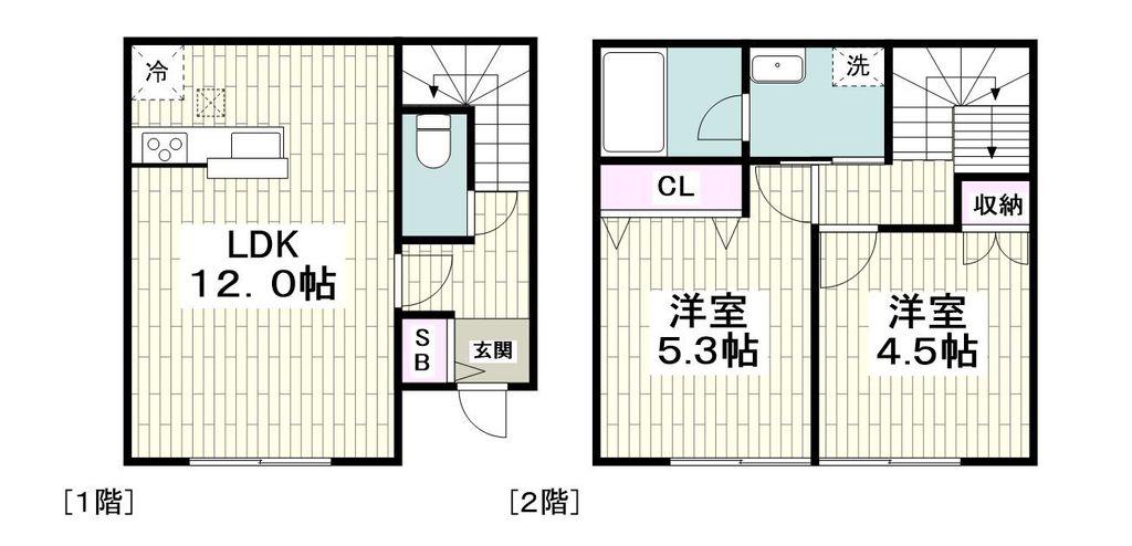 大庭メゾン(2LDK/1階)の間取り写真