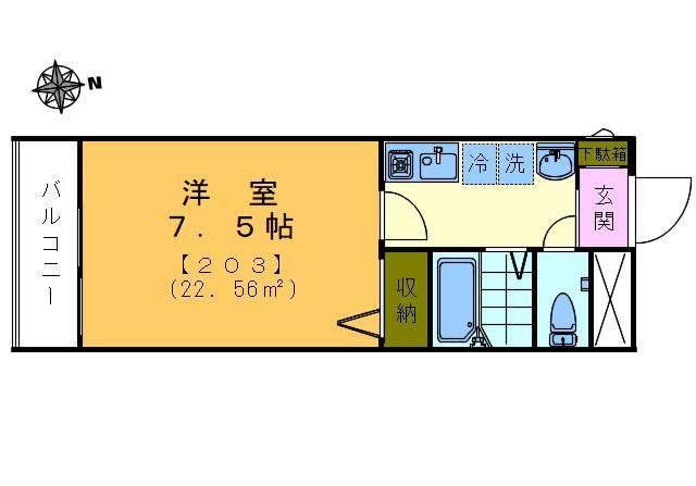 アルページュ(1K/2階)の間取り写真