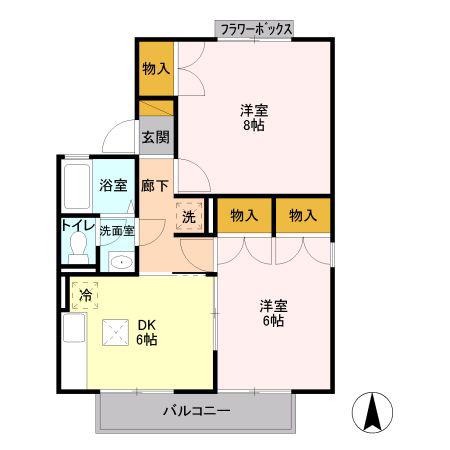 メゾン・NOMURA B(2DK/1階)の間取り写真